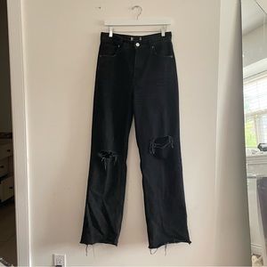 Zara Distressed High waisted Wide Leg Mom Jeans